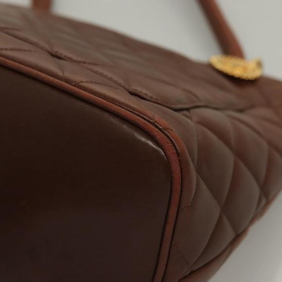 CHANEL Matelasse Reprint Tote Bag Lamb Skin Brown CC Auth ep10129 - Picture 13 of 16